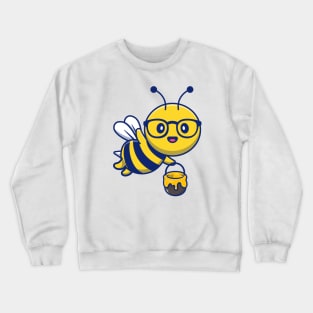 Cute Bee Holding Jar of Honey Crewneck Sweatshirt